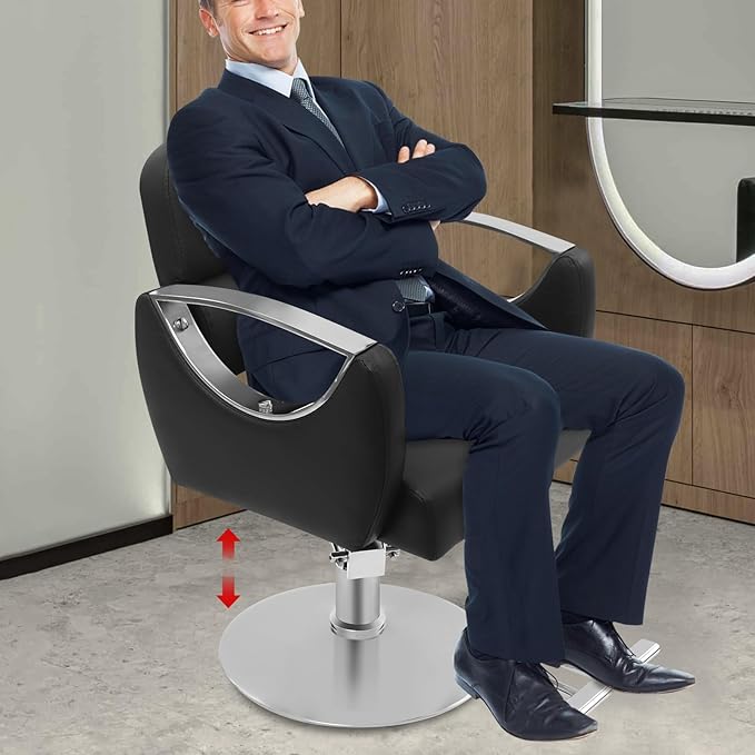 Barber Salon Chair, Salon Chairs for Hair Stylist,hair Chair with Heavy Duty Hydraulic Pump & Footrest, 360 Degrees Rolling Swivel Spa Beauty Equipment for Hair Stylist Women Man, 440 Lbs (Black)