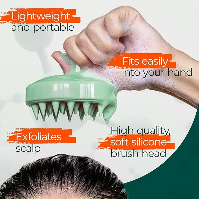 Medicasp Anti-Dandruff Shampoo and Massager Kit – Coal Tar for Dandruff, Psoriasis, and Seborrheic Dermatitis, Scalp Massager Brush for Exfoliation and Care, 6 fl oz