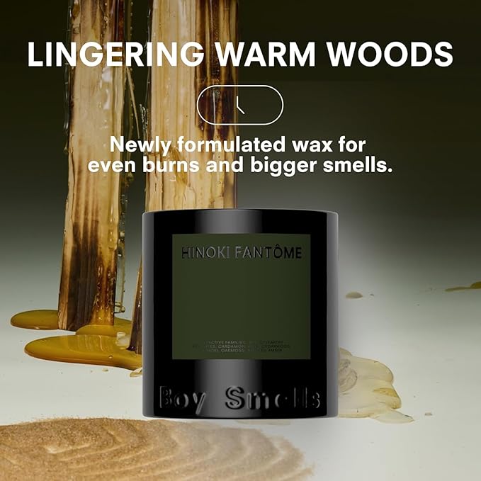Hinoki Fantôme Scented Candles for Men and Women - 27 oz - Soy, Coconut Wax Candle Blend - Aromatic Candles for Home with Japanese Cypress, Jasmine and Smoked Amber - 100-Hour Burn - Cotton Wick