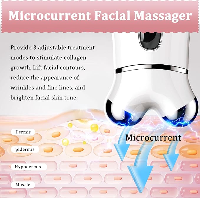 Microcurrent Face Device, USB Microcurrent Facial Shaping Tool for Facial Wrinkle Removal and Anti-Aging，Mini Microcurrent Face Lift Device for Face Lifting and Facial Sculpting (White)