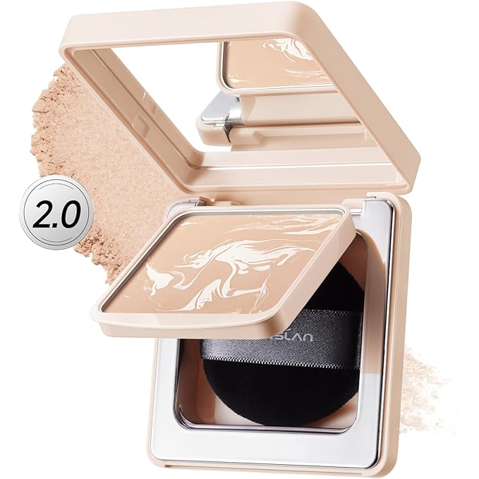 CARSLAN 2.0 Black Magnet Soft Focus Powder, Waterproof Translucent Pressed Setting Powder, 24H Longlasting Talc-Free Face Powder, Oil Control Compact Makeup,04 Warm Ivory For Dry&Com Skin, 0.28Oz