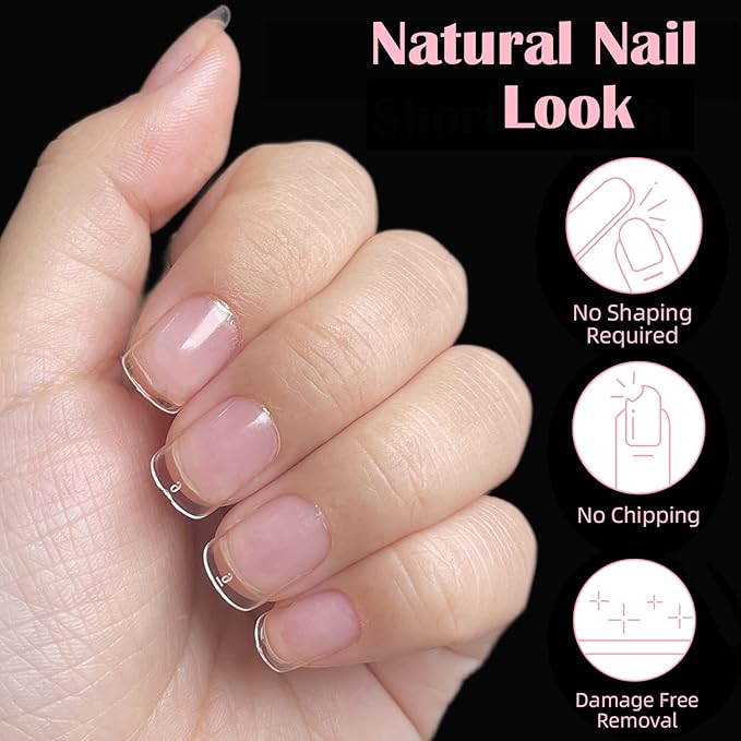 Extra Short Square Nail Tips, SINOKAME Wider Fit Short Square Fake Nails Clear Press on Nails,Pre-etched Soak Off Nail Extension DIY Nail Salons,600 Pcs 10 Sizes with Refill Sizes 5 &6