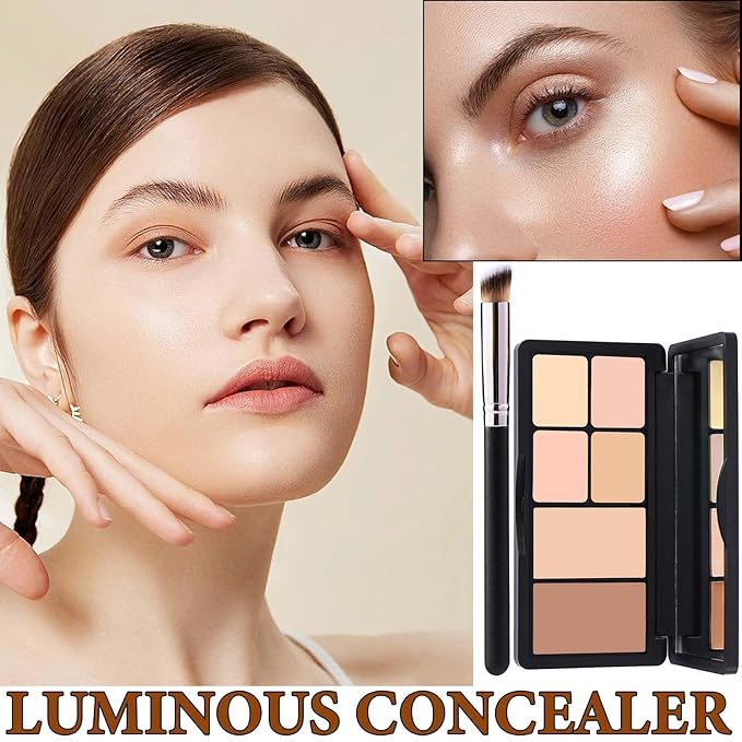 6 Colors Correcting Concealer Contour Palette,Concealer Cream Contour Makeup Palette,Contouring Foundation Highlighting Makeup Kit with Brush（02#）