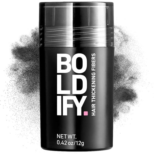 BOLDIFY Hair Fibers (12g) - Fill In Thinning and Fine Hair for an Instantly Fuller, Thicker Look - 14 Shades for Women & Men - Black