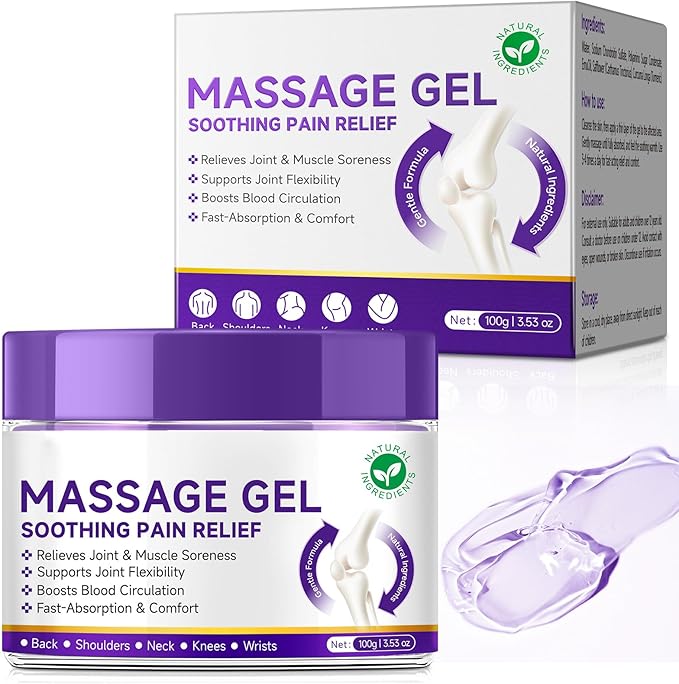 Joint Massage Purple Gel, Soothing Massage Cream for Joint Activities, Muscle, Knees, Lumbar, Neck, Back, Hands/Feet, Light-Weight & Easliy Spread for Post-Workout, Long-time Sitting|3.53Oz