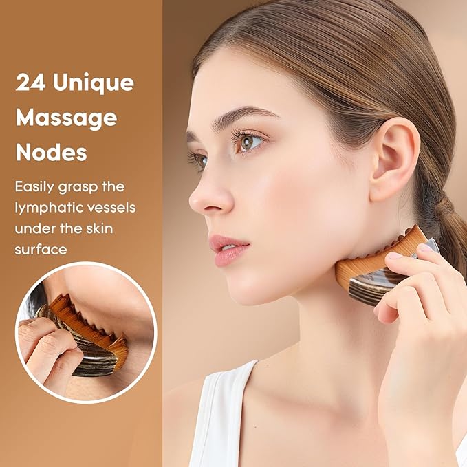 Lymphatic Contour Face Brush，Hoyecl Soft Lymphatic Drainage Facial Brush Contour Massage Brush, Gua Sha Brush for Face, Glow Skin and Sculpt Face