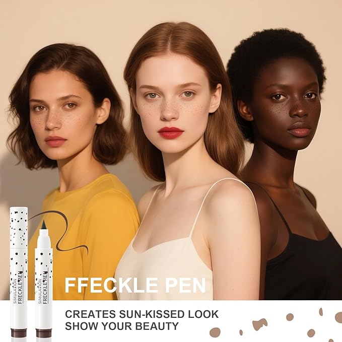 Freckle Pen, Natural Lifelike Faux Freckles Pen Waterproof, Long - Lasting and Quick Dry, Create Natural Sunkissed Skin Makeup for Beginners or Professional (Dark Brown)