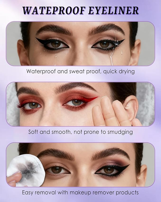 Liquid Eyeliner Pen, Brown Waterproof Long Lasting Colored Eye Liner Pen with Precision Tip, Matte Colorful Smudgeproof High Pigmented Eyeliner Pencil, Christmas Eye Makeup Gift for Women Girl-02