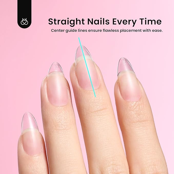 Beetles Medium Almond Nail Tips: 288PCS Medium Almond Matte Clear False Acrylic Press on Nails Tips 12 Sizes Pre-shape Full Cover Nail Tips Nail Extension DIY Valentines Day Gifts for Women