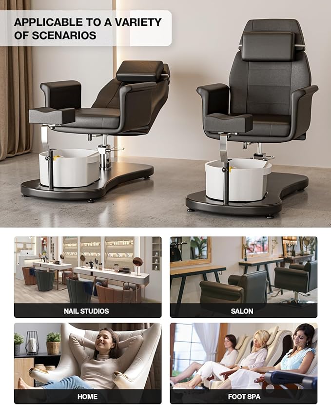 VARONXE Pedicure Chair for Nail Tech No Plumbing, Portable Pedicure Station for Foot Spa w/Pedicure Stand and Massage Foot Bath, Professional Gel Jelly Pedicure Chairs, Black