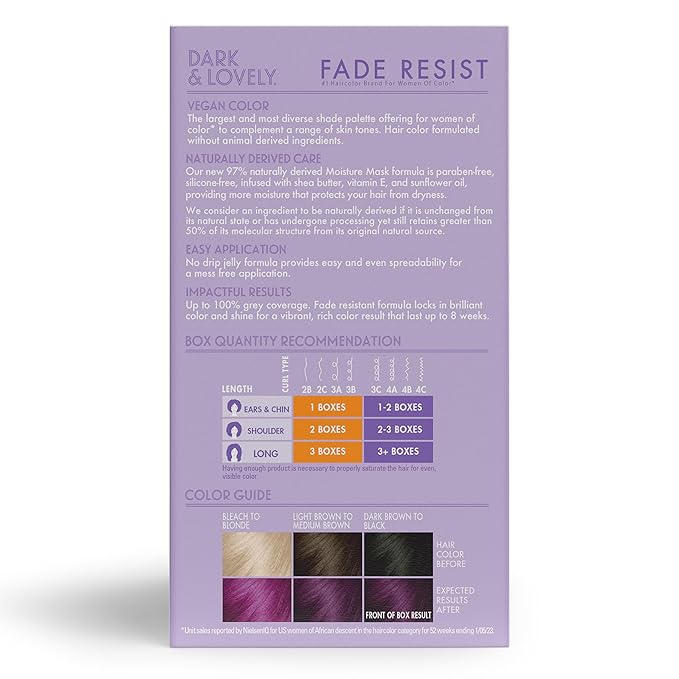 Softsheen-Carson Dark and Lovely Hair Dye, Fade Resist Hair Color with Conditioning Mask, Virtual Violet, 1 Kit