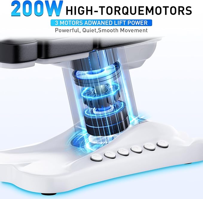 Fully Electric Beauty Tattoo Chair Facial Bed with 3 Motor for Esthetician Clients, Multi-Functional Adjustable Backrest and Legrest Electric Spa Chair with 200W Motor for Physical Therapy, Black