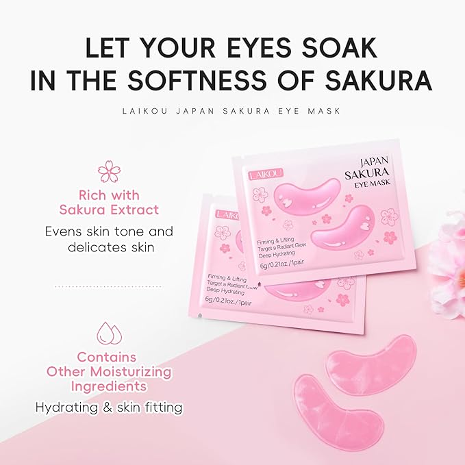 LAIKOU SAKURA Skin Care, Skin Care Set, Face Mask, Eye Mask, Lip Mask with Serum, Cleanser, Toner, Eye Cream, Essence Cream for Women Teen Girls Mom Daughter Mother's Day Christmas Birthday