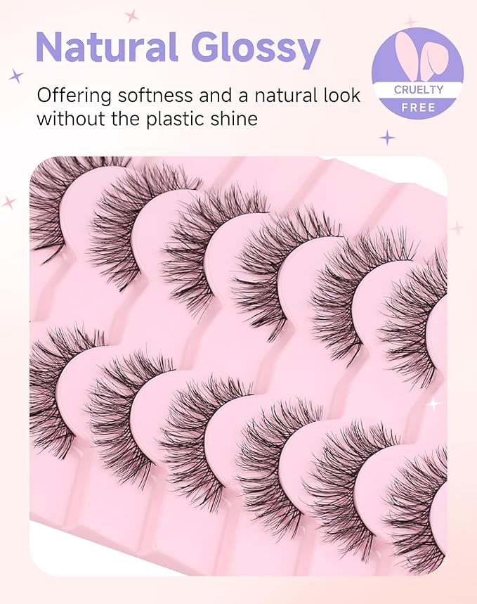 Bright-08 Mink Wispy Lashes - Natural Look, C Curl, Strip Lashes