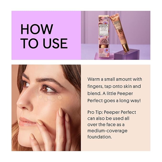 Winky Lux Peeper Perfect Under Eye Concealer, Makeup & Eye Brightener, Full Coverage Concealer for Dark Circles, Color Corrector & Eye Primer, With Collagen, Hyaluronic Acid & Vitamin E (Very Fair)