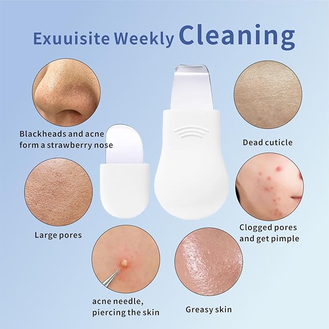 REVEX Nose Blackhead Remover Tool Set,Blackhead Scraper Tool,2Pcs Pore Cleaning Brush, Face Scrubber Skin Spatula, Pore Scrubber for Deep Cleansing,Face Exfoliator Scrubber for Women Men. (White)