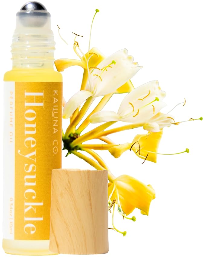 Honeysuckle Delicious Natural Pure Essential and Fragrance Oil Perfume Roll On with Organic Jojoba Oil, Eau de Toilette, Small-Batch, Alcohol Free, Handmade in California