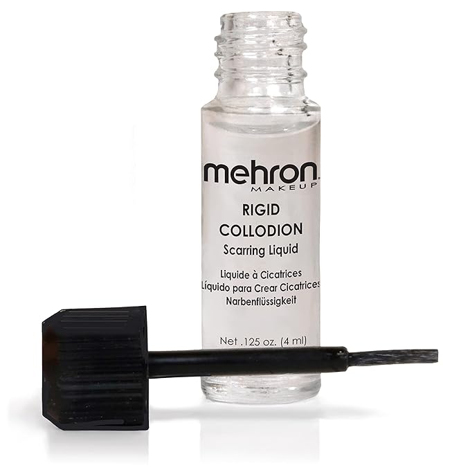 Mehron Makeup Rigid Collodion with Brush | Scarring Liquid | Liquid Scar Makeup | SFX Scar for Film .125 oz (4ml)
