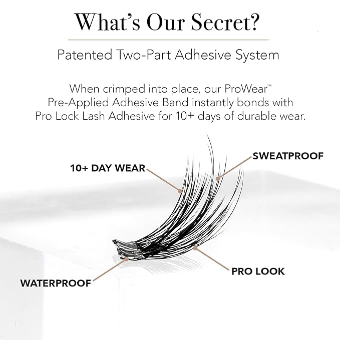 Pro Lash ProWear Starter Lash Clusters Kit - Easiest to Apply Lashes - 10-Day Cluster Eyelash Extensions - 3 Sets of False Eyelashes Plus Adhesive, Remover, Tweezers - Volume No. 02 - Black