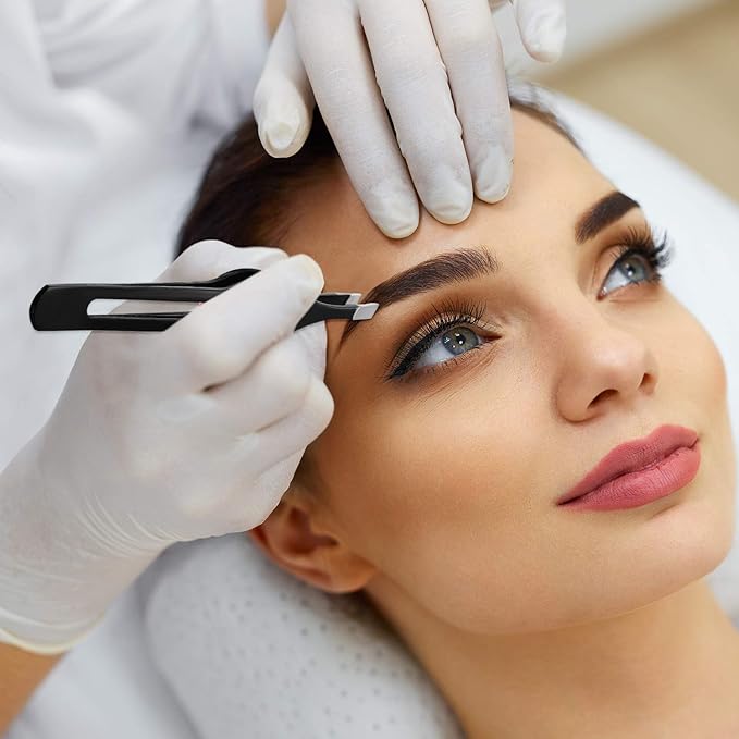 Chumia 5 Pieces Non-Slip Grip Tweezers Slanted Tip Stainless Steel Tweezer Wide Precision Tip Clip Tweezer for Ingrown Hair Eyebrow Shaping Splinter Blackhead Remover (Colorful Rubber Grip)