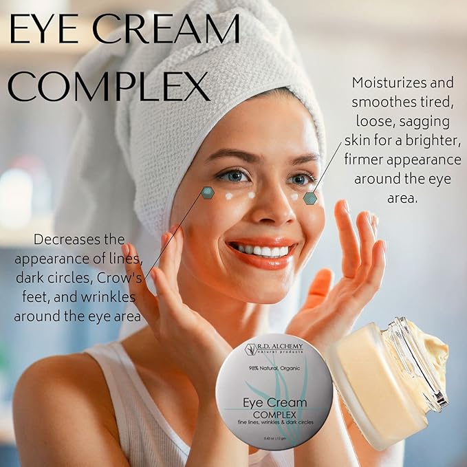 RD Alchemy - Natural & Organic Eye Cream Complex - Best Eye Cream for Dark Circles, Wrinkles, & Eye Bags. Anti Aging Retinol & Peptides Lighten Dark Circles & Smooth Fine Lines & Crow's Feet