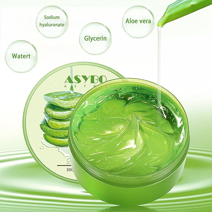 300x2 ML Natural Aloe Vera Gel -Organic Moisturizing Aloe Vera, Soothing and Hydrating, Sunburn and Scar Repair, After Sun Care for Face Body Hair