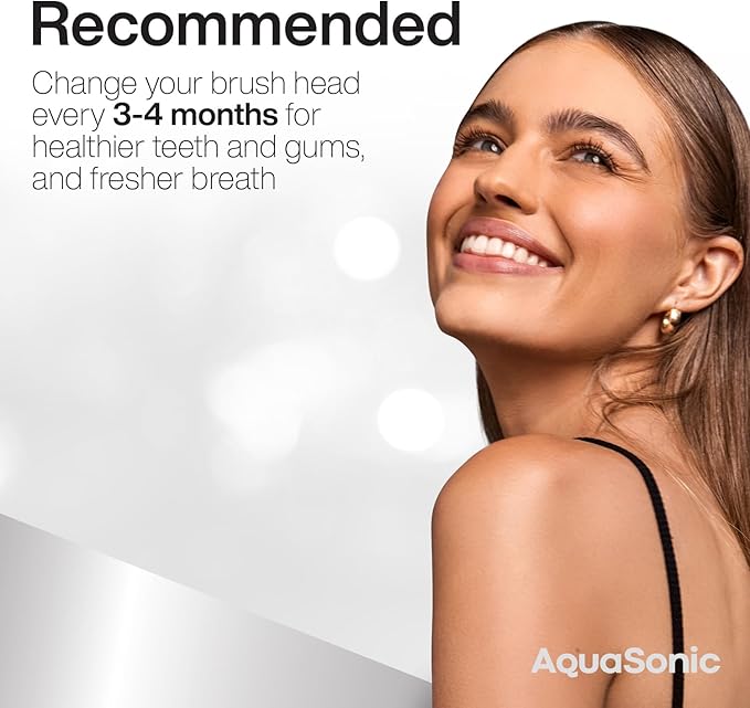 AquaSonic 2-Pack Activated Charcoal Brush Heads - Ultra Whitening Brush Heads - 2X Whitening & Stain Remover - for Black Series, Black Series Pro, Vibe Series, Duo Pro Series (White)