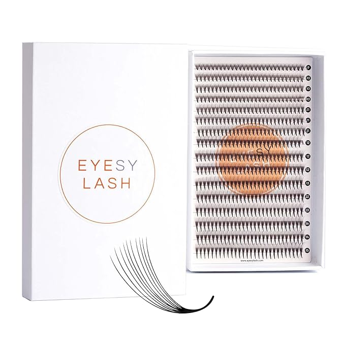 Eyesy Lash 448 Narrow Promade Fans - 10D 0.07mm Thickness C Curl 9-15mm Mixed Lengths - Mega Volume Eyelash Extension Long Stem Narrow Premade Lash Fans Fluffy Pre Made Eyelash Extension Trays