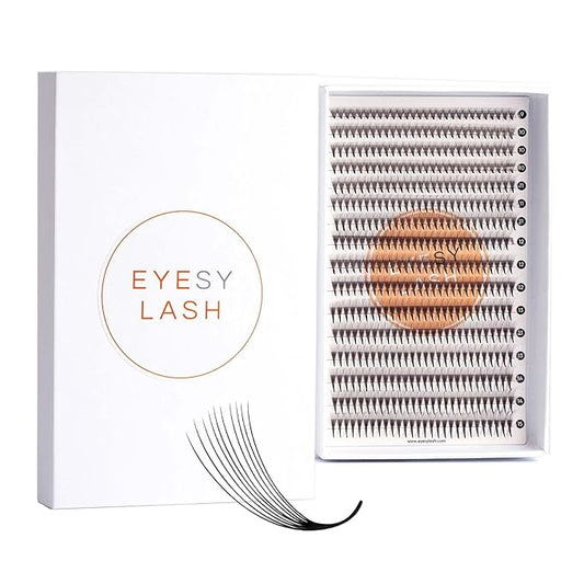 Eyesy Lash 448 Narrow Promade Fans - 10D 0.07mm Thickness C Curl 9-15mm Mixed Lengths - Mega Volume Eyelash Extension Long Stem Narrow Premade Lash Fans Fluffy Pre Made Eyelash Extension Trays