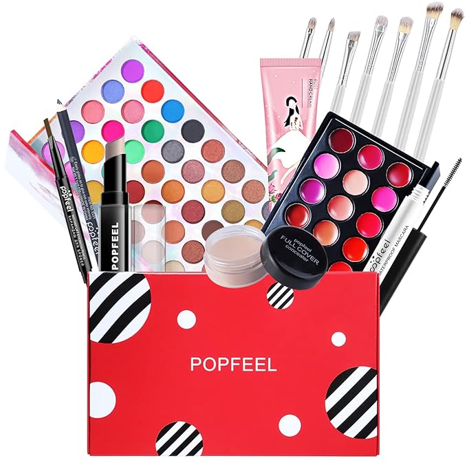 All-in-One Makeup Gift Set Carry All Makeup Kit Women Full Kit With Makeup Bag Lipgloss Lipstick Concealer Blush Foundation Face Powder Eyeshadow Palette Cosmetic Palette #3