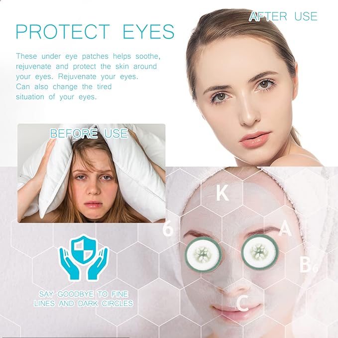 Mobestech Cucumber Eye Pads 100 Pads Non-woven Eye Soothing Spa Cooling Eye Patches with Fruit Vegetable Extracts for Eyes Reduce Dark Circles