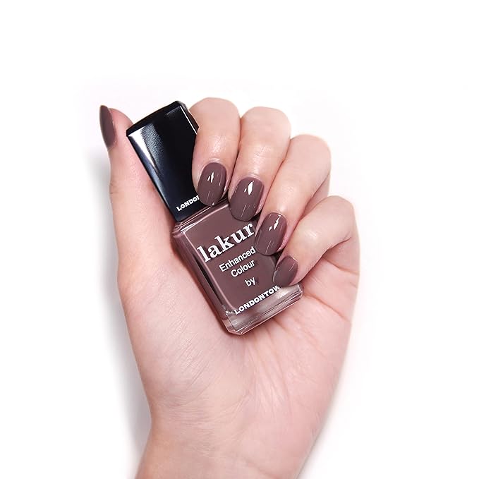 LONDONTOWN lakur Nail Polish - Chip-Resistant, Non-Toxic, Conditions & Hydrates Nails | Glossy Creamy Brown, Natural Charm, .40 fl oz