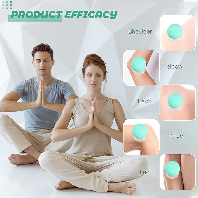 BBTO 4 Pieces Glass Cupping Set Glass Silicone Cupping Cups Massage Vacuum Suction Cupping Cups for Body Face Leg Arm Back Shoulder Muscle and Joint Pain (Mint Green)
