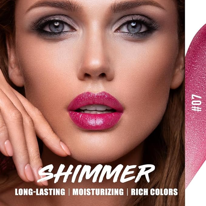 Jolilab 2Pcs Sparkling Lipstick Lip Gloss Long Lasting Waterproof Moisturizer Lip Balm Glitter Shimmer Metallic Lipstick, Diamond Shiny Bold Glow Goth Lipstick for Women Girls,Non-sticky(09+10