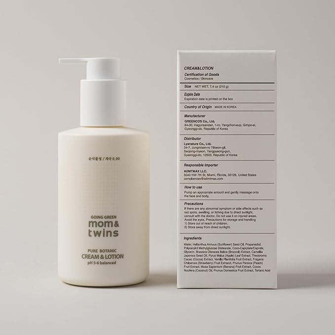 CREAM & LOTION – Organic Korean 2‑in‑1 Baby Face & Body Lotion, Gentle Deep Moisturizer with Vitamin C for Sensitive Skin, Soothing Hydration (7.41 fl oz / 210 g)
