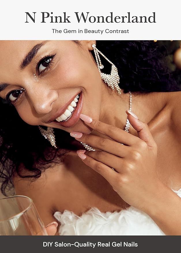 ohora Semi Cured Gel Nail Strips (N Pink Wonderland) - Pink, Solid, Works with Any UV/LED Lamps, Salon-Quality, Long Lasting, Easy to Apply & Remove - Includes 2 Prep Pads, Nail File & Wooden Stick