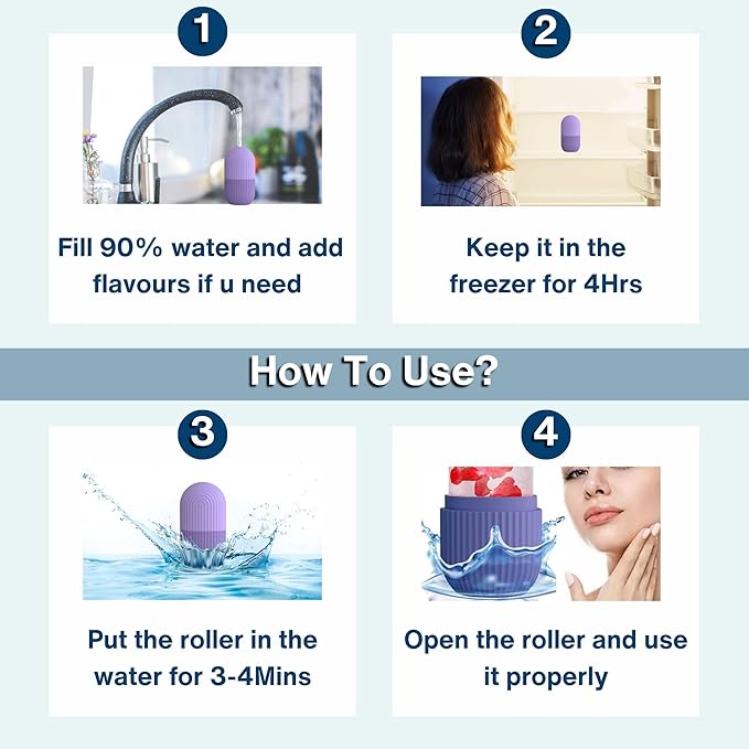 CrafTreat Ice Roller for Face, Eyes & Neck – Reusable Silicone Ice Mold for De-Puffing, Skin Care & Facial Massage (Blue)