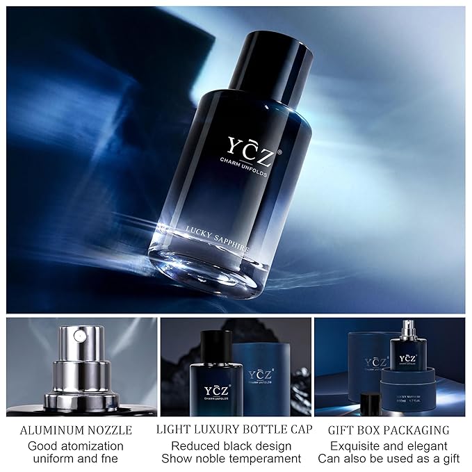 Ycz Lucky Men's Eau De Parfum New Round Box Packaging,1.7oz(50ml),Long Lasting EDP Men.Making it the ideal gentlemen’s gift