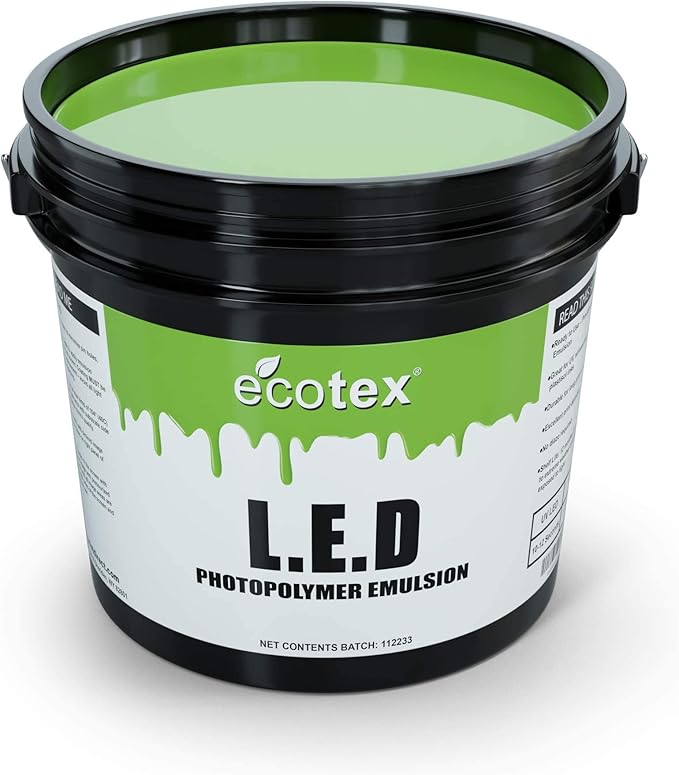 Ecotex® L E D Green Screen Printing Emulsion (Pint - 16oz.) Pre - Sensitized Photo Emulsion for Silk Screens, Textiles, and Fabric - for Screen Printing Plastisol Ink, Screen Printing Supplies