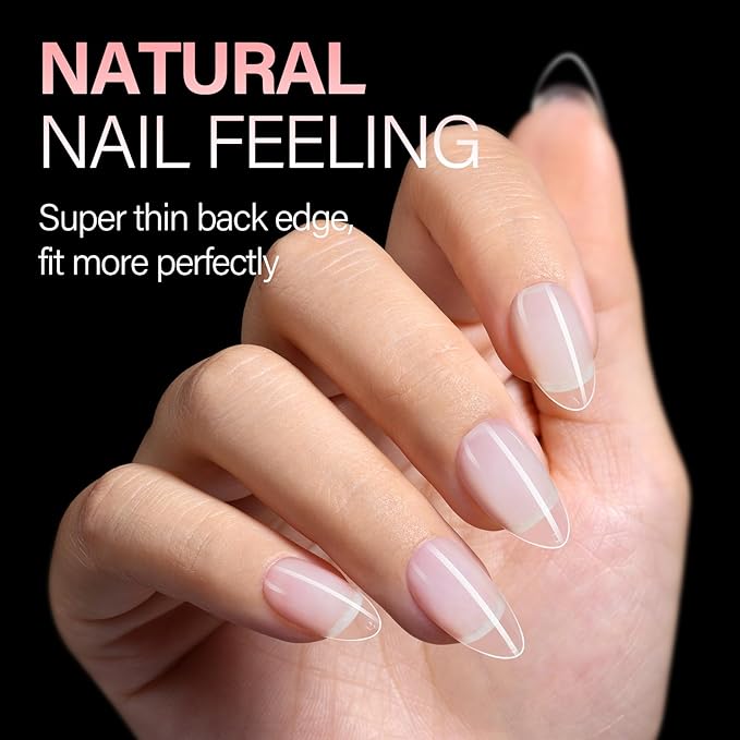 AILLSA Short Almond Nail Tips - Thickened Pre-shaped False Nail Tips Short Almond Shaped Half Matte Nails Tips, Fake Nails Extension 240pcs 15 Sizes with Storage Box