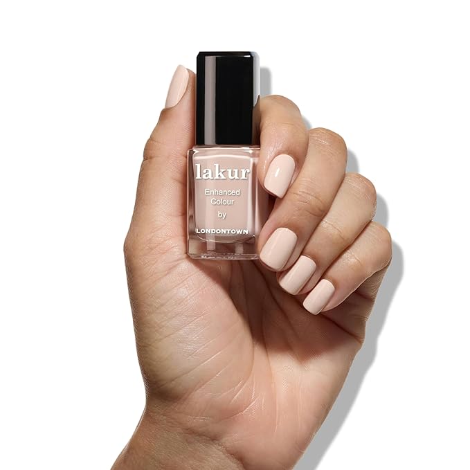 LONDONTOWN lakur Nail Polish - Chip-Resistant, Non-Toxic, Conditions & Hydrates Nails | Glossy Natural Beige, Linen, .40 fl oz