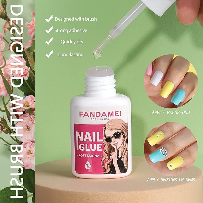 FANDAMEI 24 Colors Press on Nails Square, 24 Packs 576PCS Press on Nails Medium Glossy, Lightweight Natural Fake Nails Full Cover, False Nails with Glue, Short Square Acrylic
