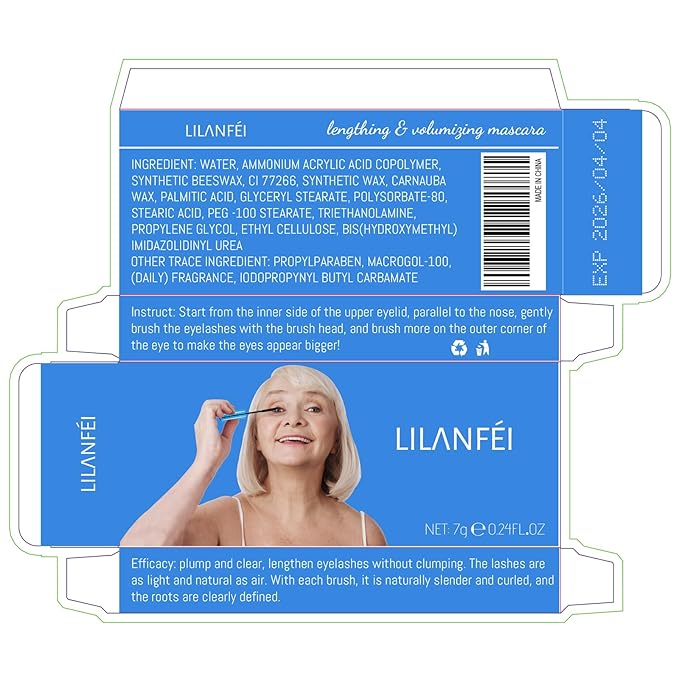 Mascara for Older Women 60 Plus, Mascara for Seniors with Thinning Lashes, Hypoallergenic Sensitive Eyes, Black Volume and Length, Waterproof Smudge Proof