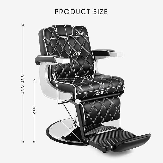 Artist hand All Purpose Barber Chair Wide Backrest Reclining Salon Chair for Hair Stylist Tattoo Chair Makeup Chair for Salon Equipment (Black)