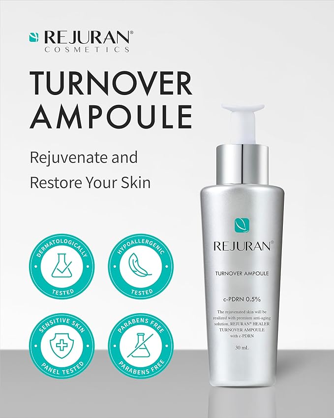 REJURAN® Turnover Ampoule, c-PDRN® – Original Salmon DNA PDRN Face Serum for Rejuvenation, Firming, Hydration & Youthful Glow, Refines Skin Texture. Korean Skincare (1.01 fl oz)