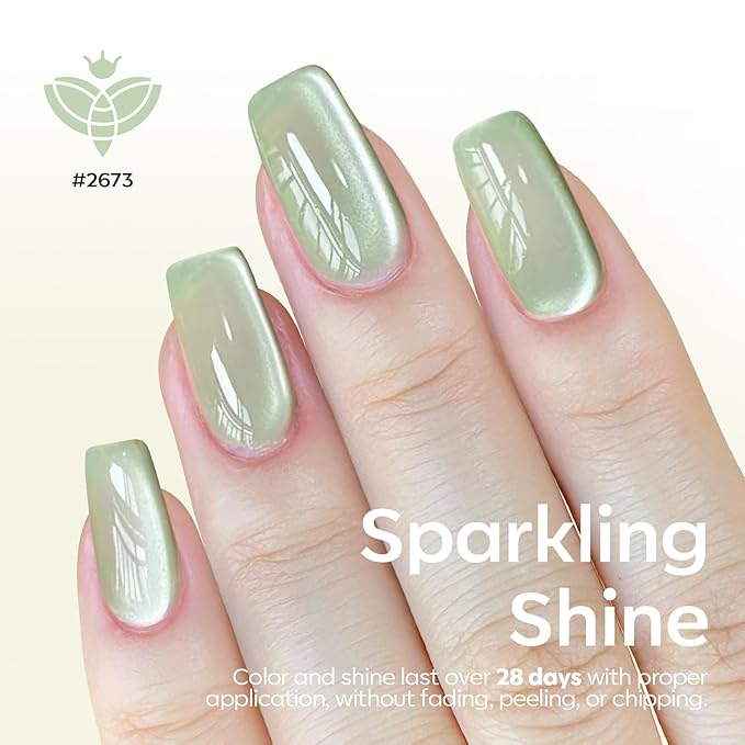 Modelones Cat Eye Gel Nail Polish, 6 Colors Glitter Summer Pink Blue Green Blue Gel Polish Set with Magnet Sparkle Translucent Nail Polish Kit Soak Off Led Nail Art Manicure Salon DIY Gifts