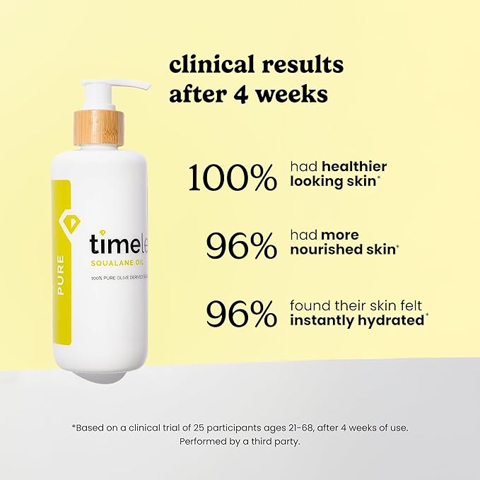 Timeless Skin Care Squalane Oil 100% Pure - Plant-Based Face Oil - Fragrance-Free - For Dry Skin - Moisturizing - 8 oz