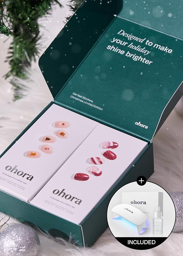 ohora Semi Cured Gel Nail Strips ([2025 Christmas Set] N Jolly Jingles & N Santa Cane) - Works with Any Lamps, Salon-Quality, Long Lasting, Easy to Apply & Remove