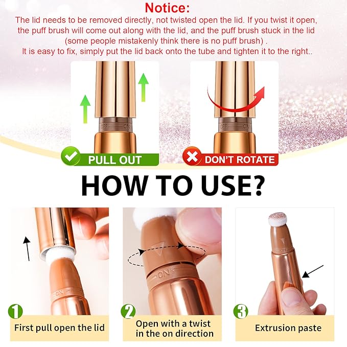 Liquid Highlighter Beauty Wand, Highlight Bronzer Stick with Cushion Applicator, Smooth Shimmer Finish, Lightweight Silky Cream Face Makeup Stick, Cruelty-free (Celestral)