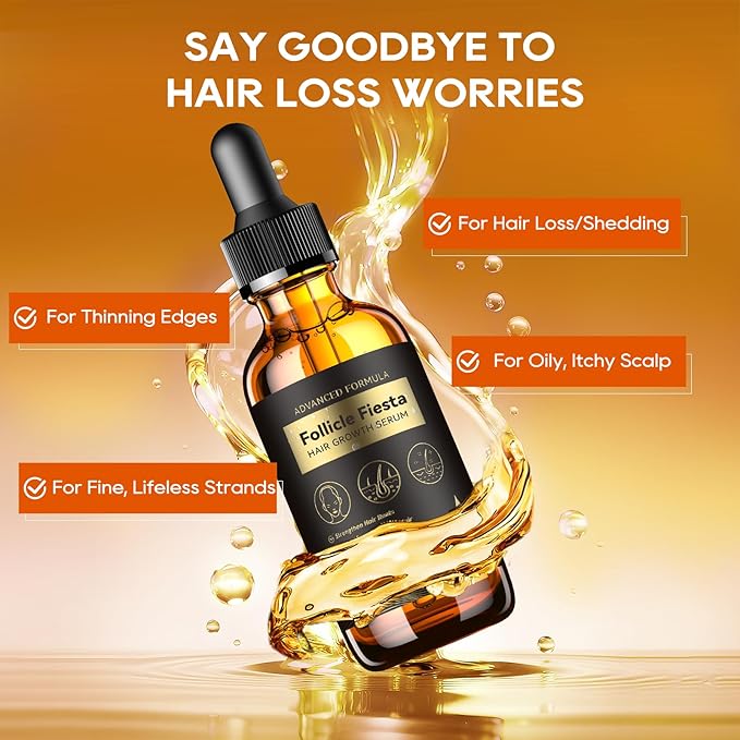 Women‘s Hair Growth Serum Oil, 100% Natural Herbal Extracts, Root Revive Visibly Thickening Fuller Hair, Follicle Stimulator Scalp Serum for Hair Loss/Shedding,Thin, Dry & Damaged Treatment